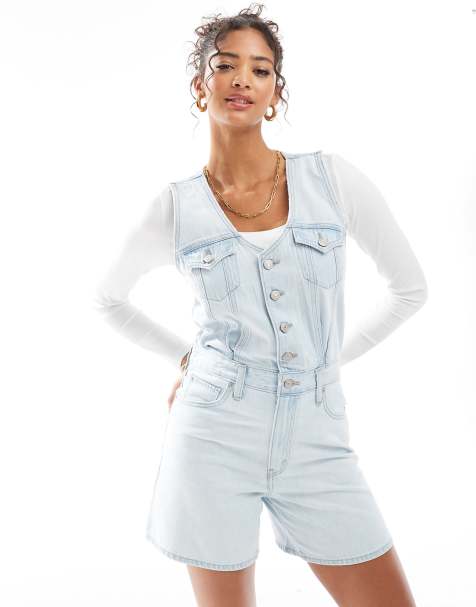 Levi's vest denim playsuit in light blue - view 1