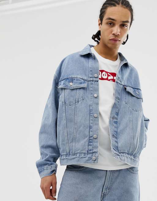 Levi s Veste camionneur ample oversize en jean d lav l acide