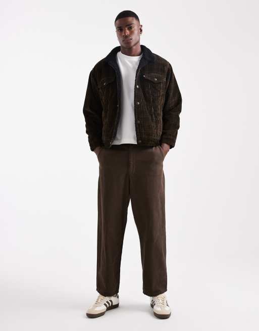 Levi's - Veste camionneur décontractée en velours côtelé à carreaux et sherpa - Marron, 2 de 5