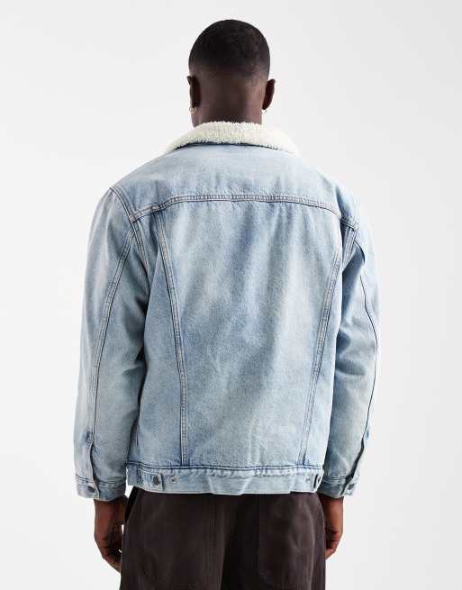 Levi's - Veste camionneur en jean et sherpa coupe décontractée - Bleu moyen délavé, 3 de 5