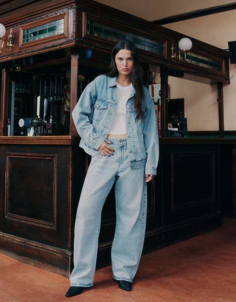 Levi's - Veste camionneur en jean ornementée style années 90 - Bleu - view 1