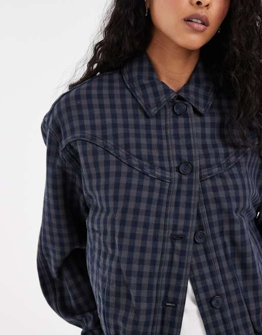 Levi's veste harrington western à carreaux bleue, 3 de 4