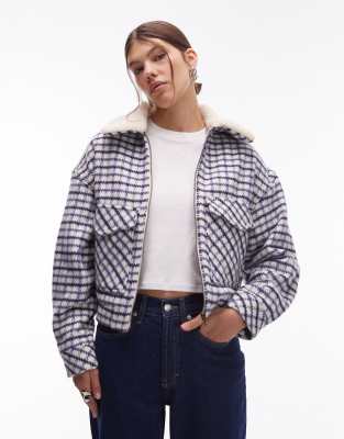 Levi's - Veste style camionneur courte années 90 en laine - Carreaux-Multicolore