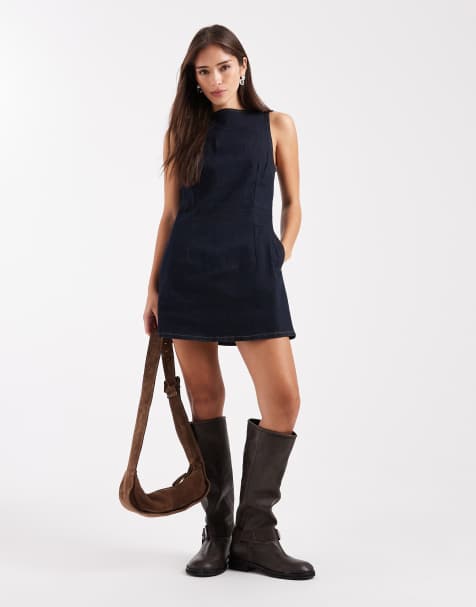 Levi's - Vestito corto a trapezio di jeans blu - view 1