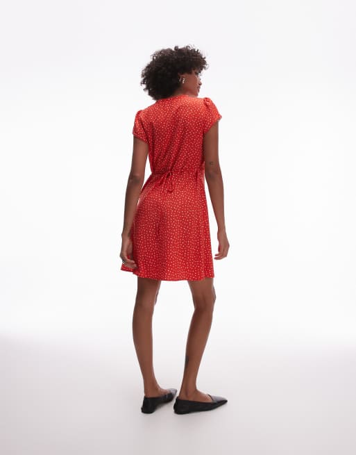 Levi's - Vestito da giorno corto rosso a pois, 4 di 4