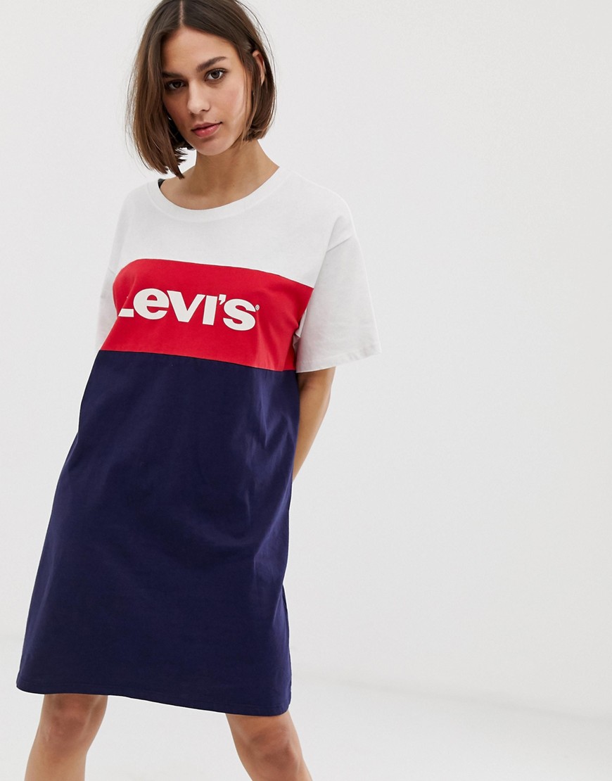 Levi's - Vestito T-shirt oversize con logo sul davanti-Bianco