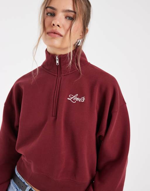 Levi's vintage 80'er-quarter zip sweatshirt med logo på brystet i rød