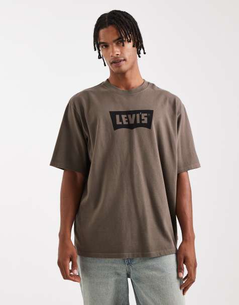 Levi's vintage batwing logo oversized half sleeve t-shirt in khaki green - view 1