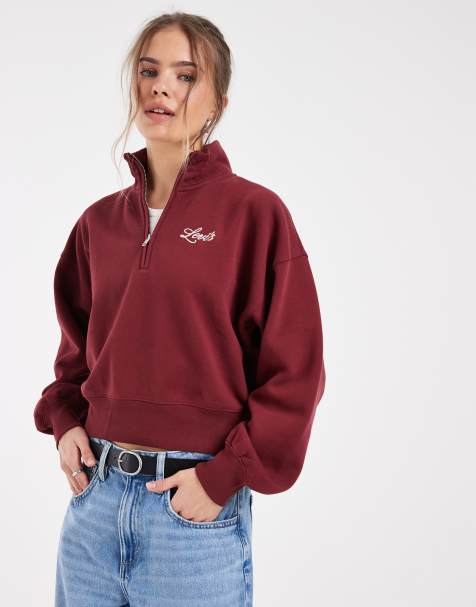 Levi's vintage bluza z ćwierćzamkiem i logo na piersi w czerwieni - view 1