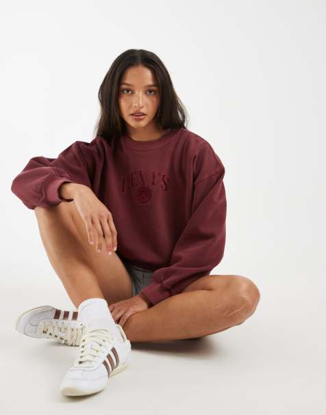 Levi's vintage boxig sweatshirt med logotryck i burgundy - view 1