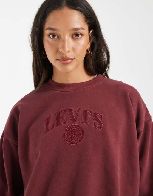 Levi's vintage boxy sweatshirt met logoprint in bordeauxrood, 3 van 4