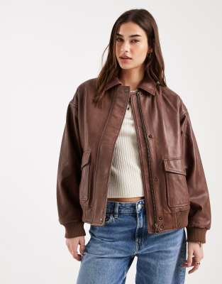 Levi's - Vintage-Dad-Jacke aus Leder in Braun-Brown