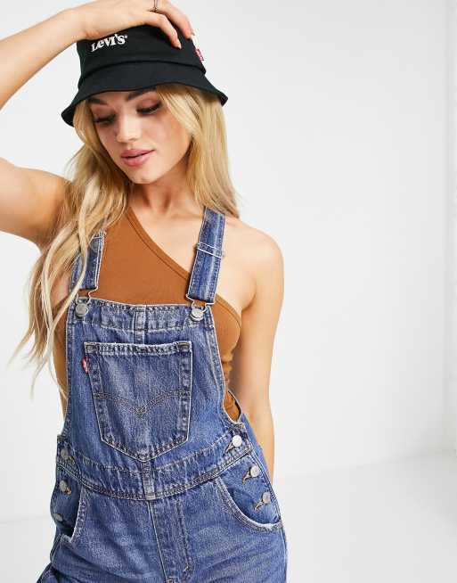 Levi s vintage denim overalls in mid wash