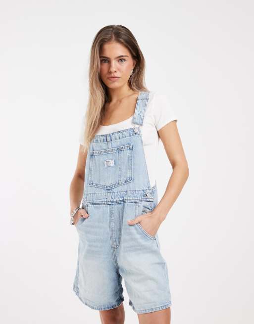 Levi's vintage denim short dungarees in light blue