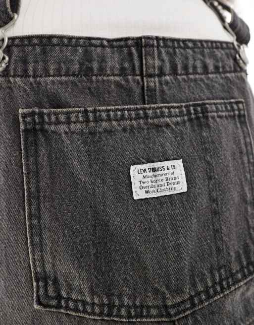Levi's - Vintage - Denim tuinbroek met zwartgrijze wassing, 3 van 4