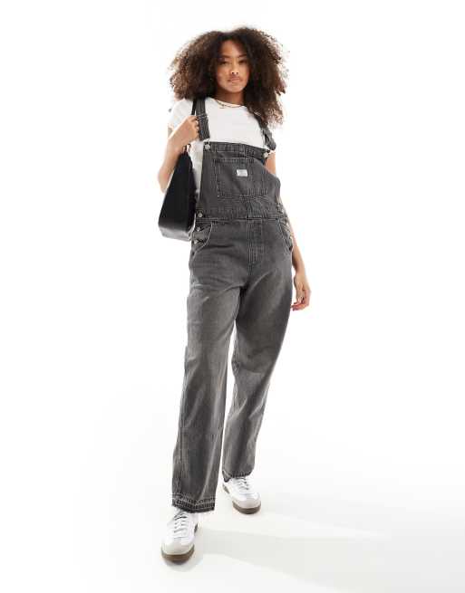 Levi's - Vintage - Denim tuinbroek met zwartgrijze wassing, 4 van 4