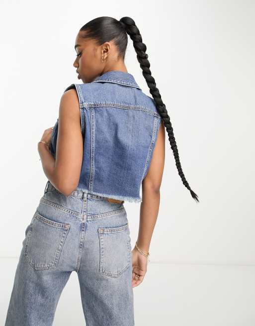 Levi s vintage denim waistcoat in mid wash blue