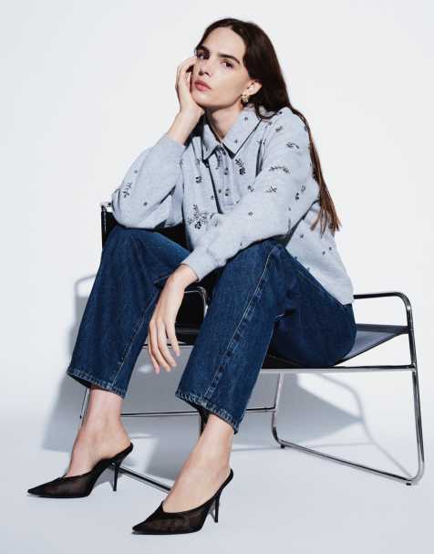 Levi's vintage embellished polo sweatshirt in grey - view 1
