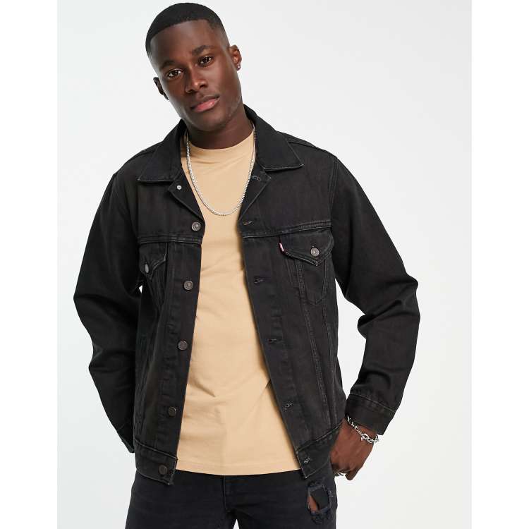 Relaxed Fit Trucker Jacket - Black