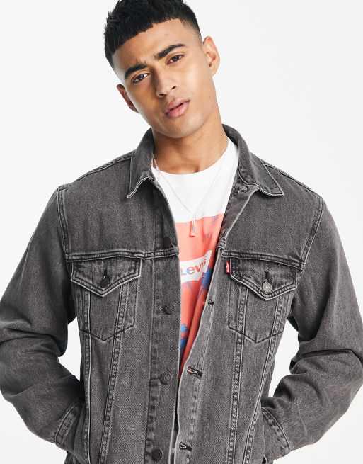 Levi's washed black denim trucker jacket cheap
