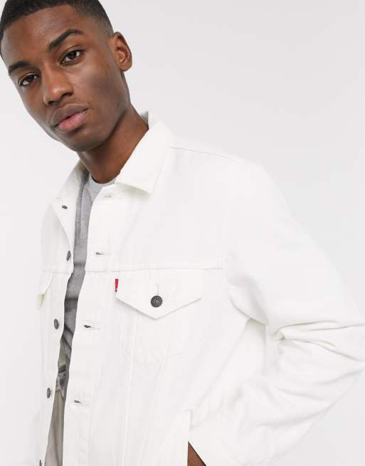 vintage fit trucker jacket in white out wash | ASOS