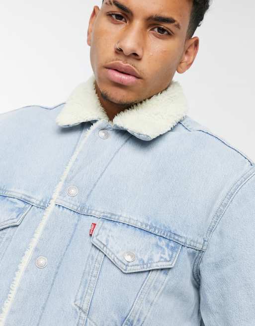Levis sherpa jacket light hot sale wash