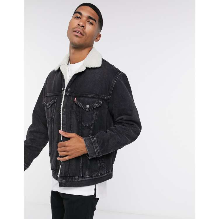Levi's dark denim sherpa jacket outlet