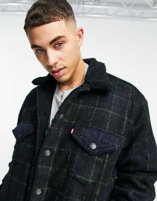 Levi's vintage fit sherpa trucker jacket in check | ASOS