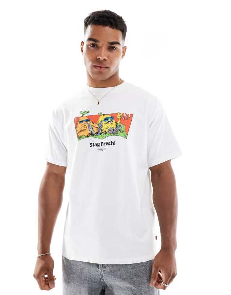 Levi's – Vintage Fit T-Shirt in Weiß mit „Stay Fresh“-Früchte-Fledermaus-Logo-Print - view 1