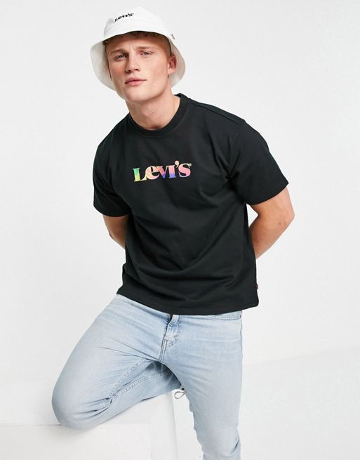Levi's vintage fit tie dye modern logo print t-shirt in black | ASOS
