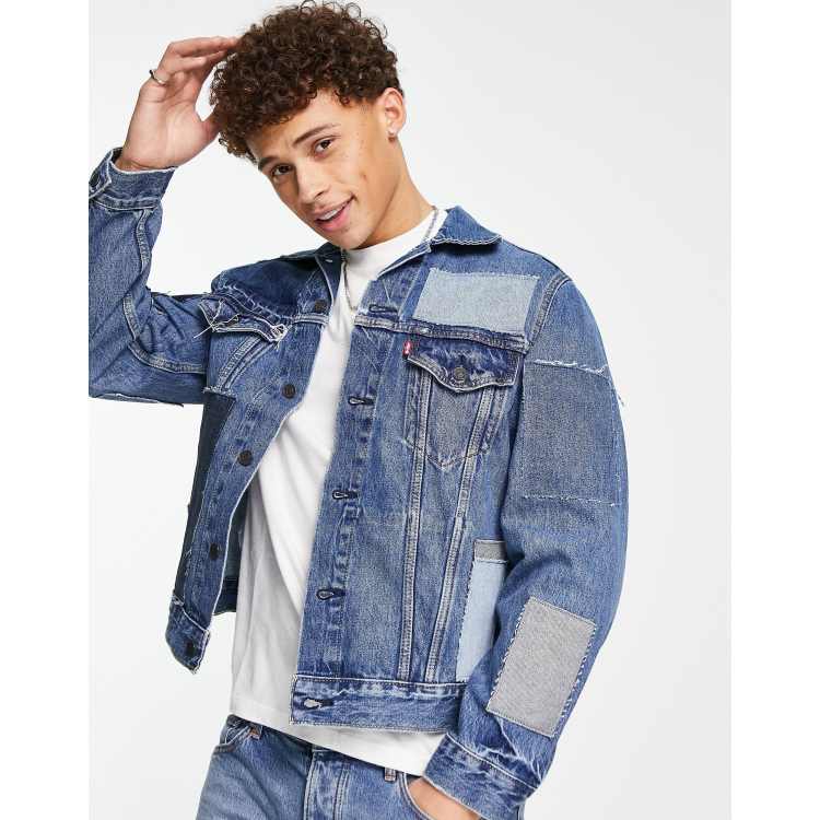 Levi s vintage fit trucker denim jacket in blue patchwork