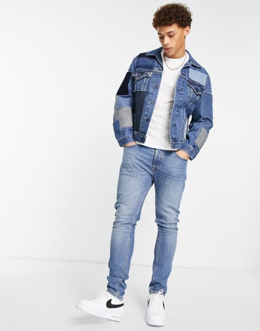 Levi's vintage fit trucker denim jacket in blue patchwork | ASOS