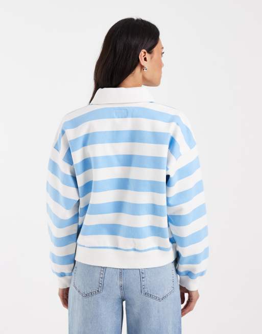 Levi's vintage gestreepte poloshirt met col in blauw, 4 van 4