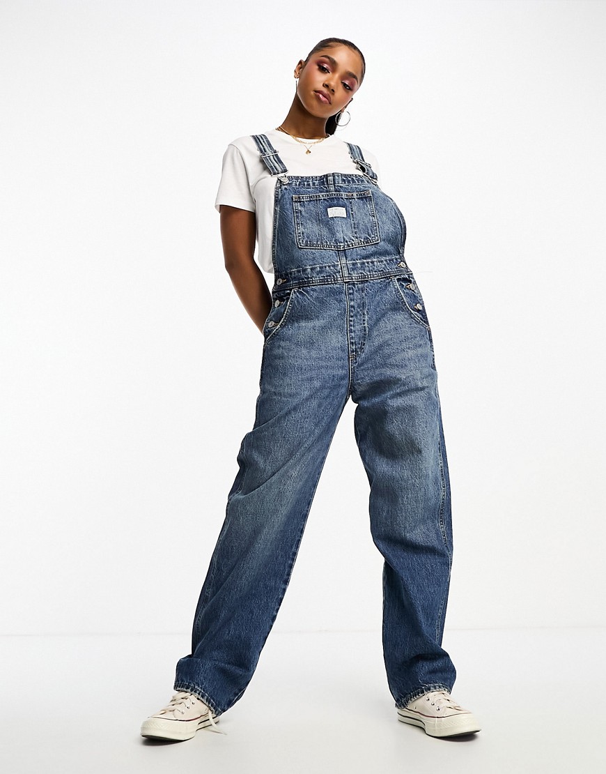 levi's vintage overall dungarees in dark wash blue-navy