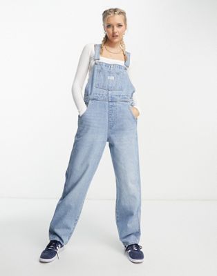 Levi's vintage overall dungarees in mid wash blue