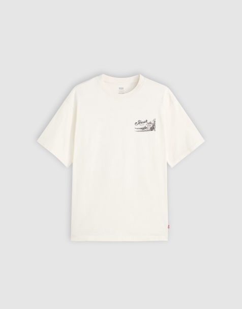 Levi's – Vintage-Oversize-T-Shirt in Wollweiß mit Veggie-Box-Rückenprint - view 1