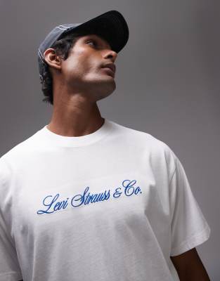 Levi's Levi's Vintage relaxed fit script embroid logo t-shirt in white