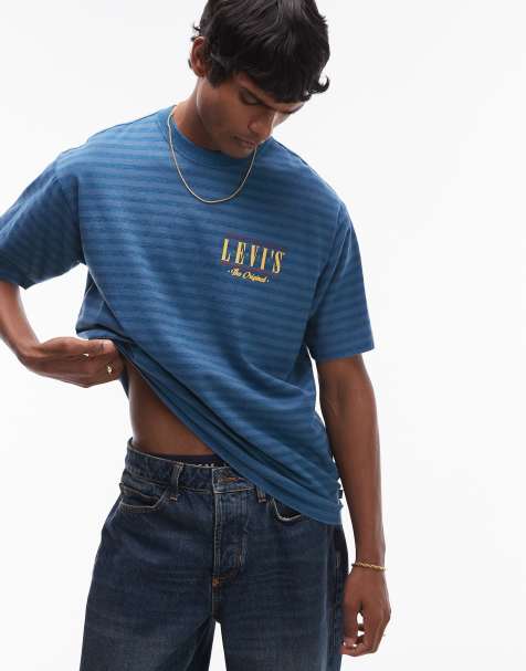 Levi's Vintage relaxed fit serif logo t-shirt in mid blue - view 1