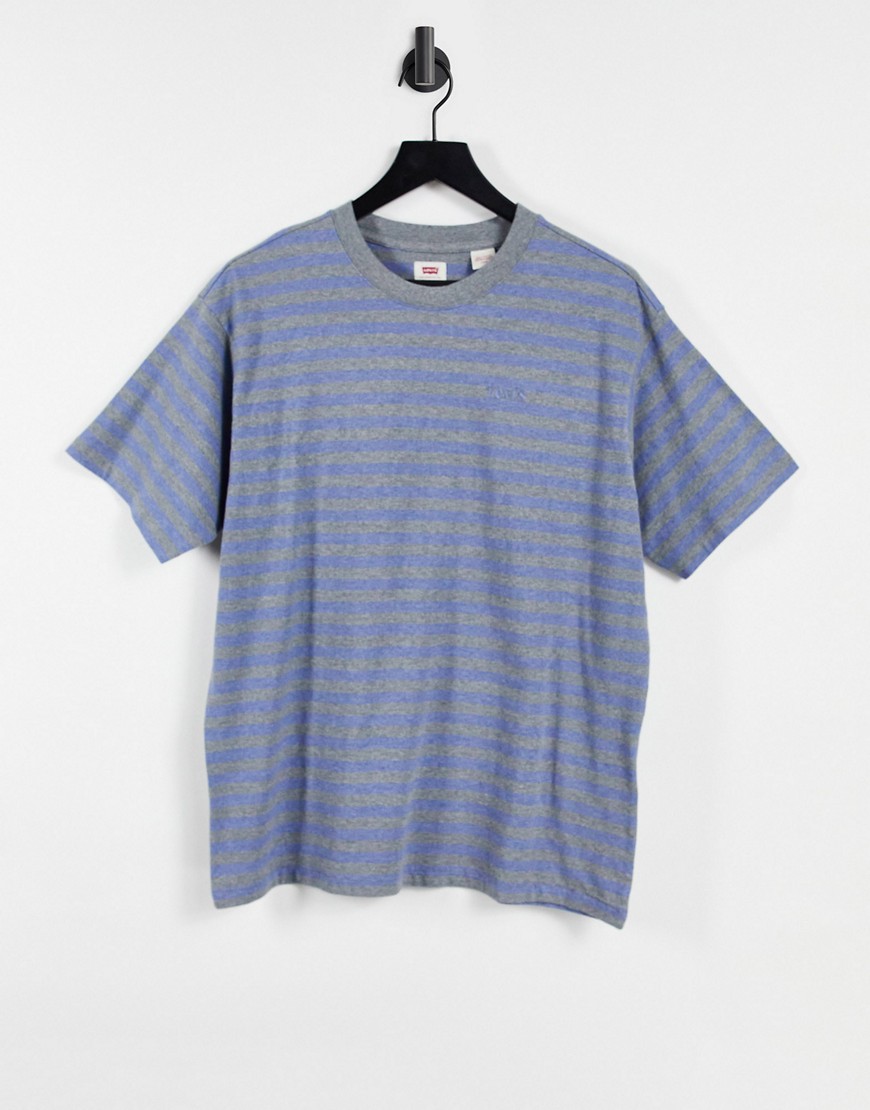 Levi's vintage relaxed fit stripe t-shirt in estate blue heather-Blues