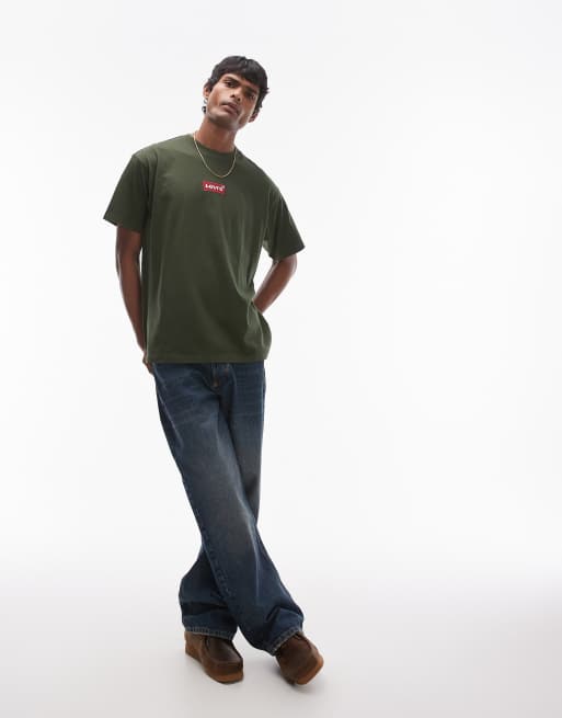 Levi's Vintage - Ruimvallend T-shirt met logo op de voorkant in donkergroen, 3 van 4