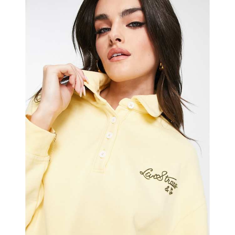 Levi s vintage sport script logo cropped poloshirt in yellow ClassicfuncenterShops