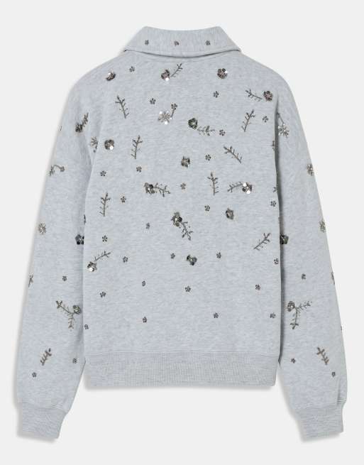 Levi's vintage sweatshirt met polokraag en versiering in grijs, 6 van 8