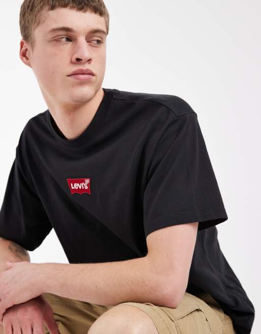 Levi's – Vintage-T-Shirt in Schwarz mit mittigem Fledermaus-Logoaufnäher, 1 von 5