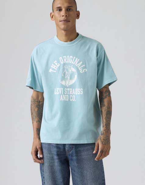 Levi's - Vintage - T-shirt lavaggio grunge azzurra con grafica - view 1