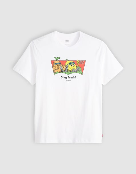 Levi's - Vintage T-shirt met Stay fresh fruit-logoprint in wit - view 1
