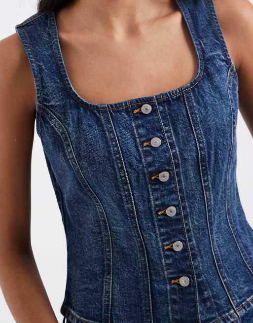 Levi's – Vit, skulpterad jeanstopp med fyrkantig ringning, 4 av 4