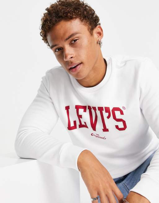 Levi's – Vit sweatshirt med collegelogga