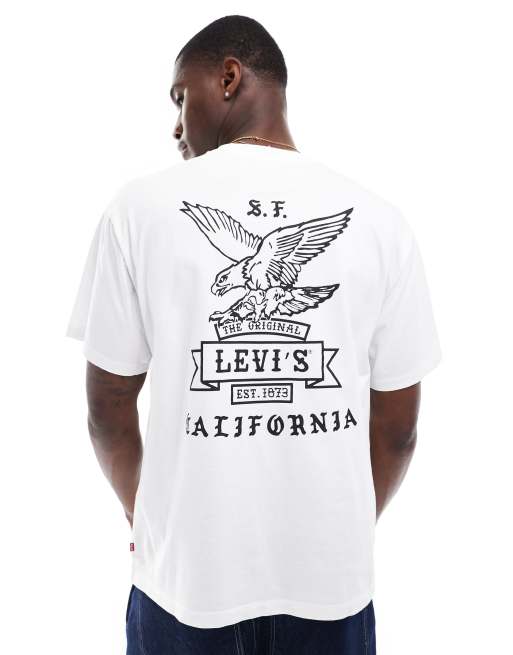 Levi's – Vit t-shirt i oversize med örntryck baktill i vintagestil med logga