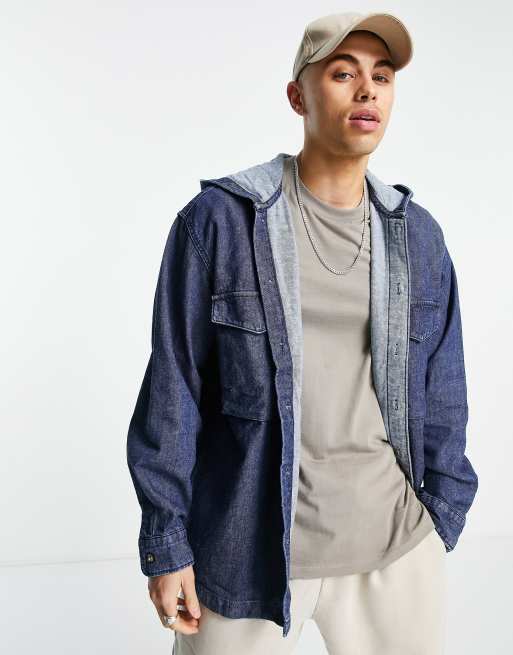 Levi's warm sutter hooded overshirt in navy | ASOS