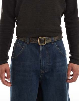 Levi's washed down webbing belt in camo print-Green